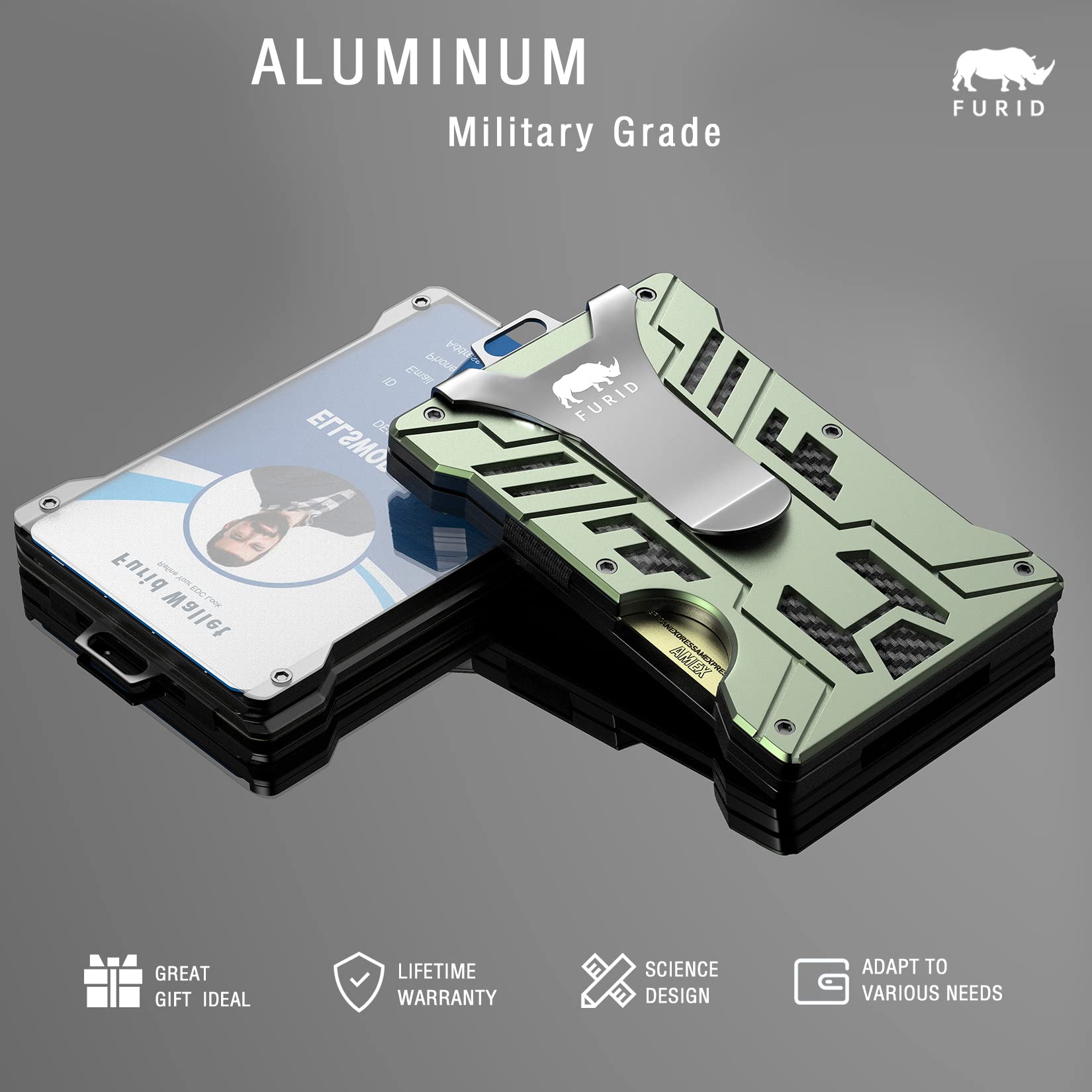 Furid Wallet for Men Slim Minimalist Metal Wallet, Mens Wallet with Money Clip